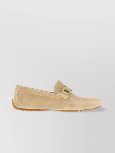 Ferragamo Suede Loafers In Neutral
