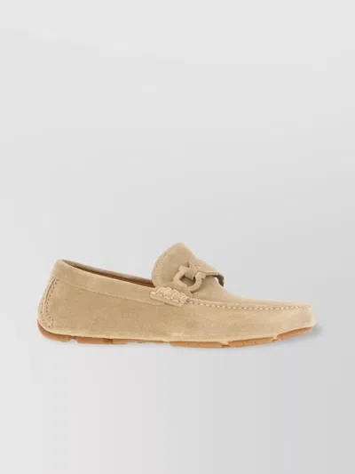 Ferragamo Suede Loafers In Neutral