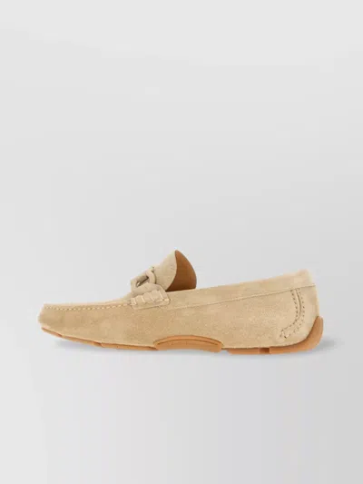 Ferragamo Suede Loafers In Neutral