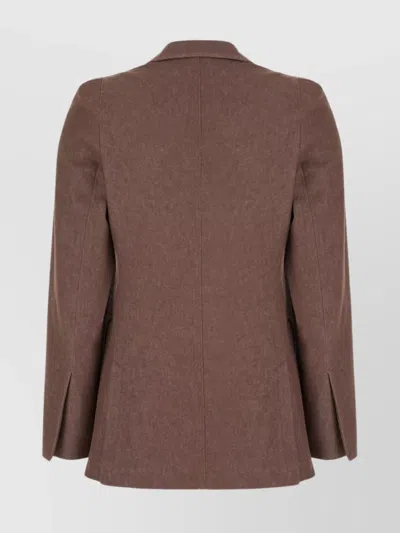 Max Mara Cotton Blazer With Notched Lapel And Flap Pockets In Brown