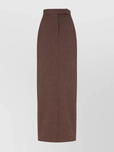 Max Mara Cotton With Denim Effect Long Skirt In Brown