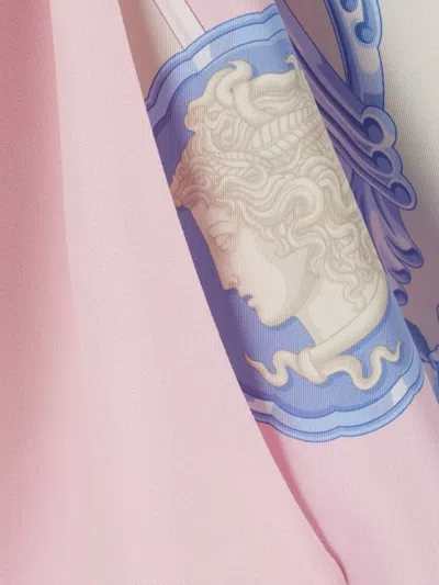 Versace Draped Detail Acetate Blend Dress In Pink