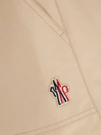 Moncler Shorts Elastic Waistband Side Pockets In Neutral