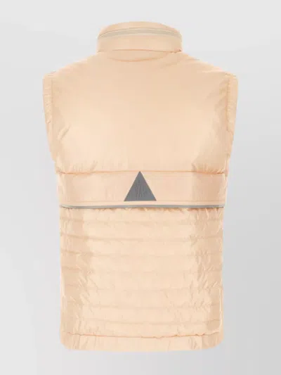 Moncler Nylon Down Jacket With Front Pockets And High Collar In Neutral