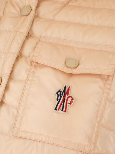 Moncler Nylon Down Jacket With Front Pockets And High Collar In Neutral