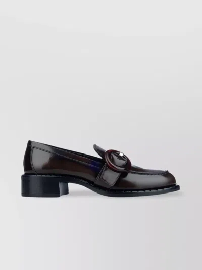 Prada Brushed Leather Moccasins In Burnt Color In Brown