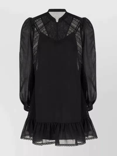 Weekend Max Mara Lace-insert Ruffled Mini Dress In Black