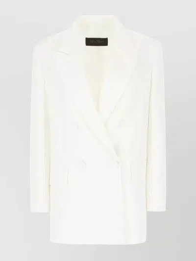 Max Mara Triacetate Blend Blazer With Front Flap Pockets In White