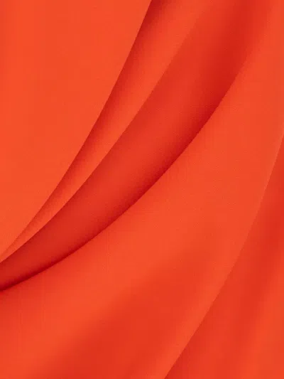 Max Mara Long Draped Cowl Neck Dress In Orange