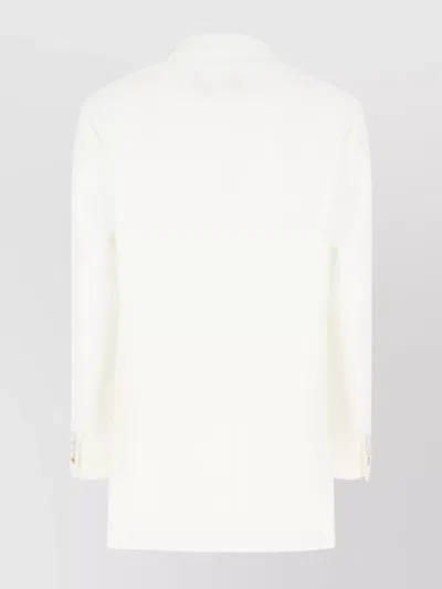 Max Mara Triacetate Blend Blazer With Front Flap Pockets In White