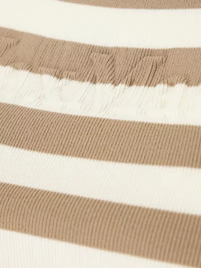 Max Mara Striped Ribbed Sleeveless Viscose Blend Top In Pink