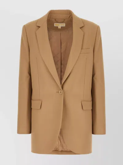 Michael Kors Blend Blazer With Button Detailing And Pockets In Brown