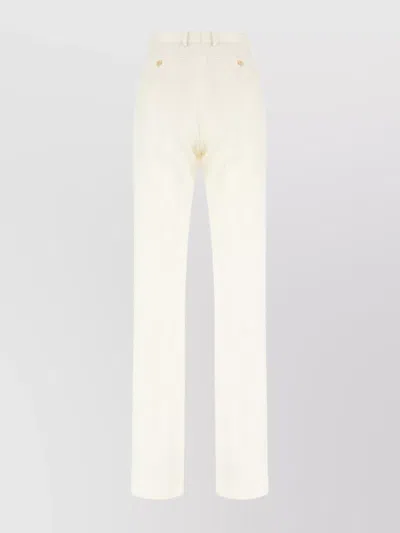 Tom Ford Wool Pants With Belt Loops And Button Detail In Neutral