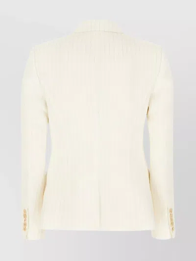 Tom Ford Wool Blend Blazer With Embroidered Back Vent In Neutral