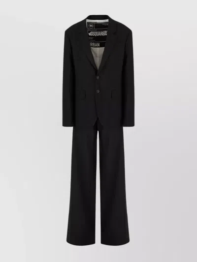Dsquared2 Suit Stretch Wool Flap Pockets In Black