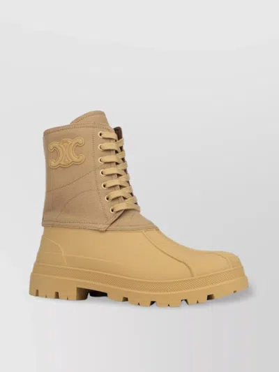 Celine Round Toe Ankle Length Rubber Sole Boots In Neutral