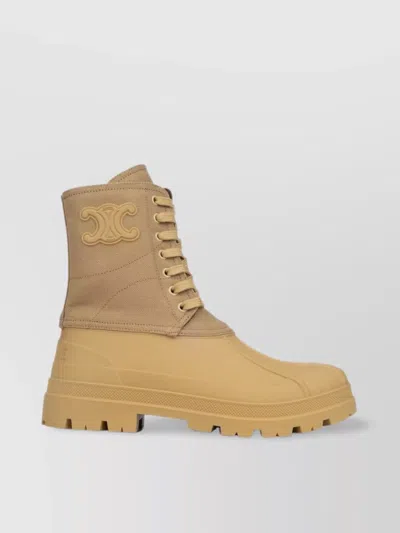 Celine Round Toe Ankle Length Rubber Sole Boots In Neutral