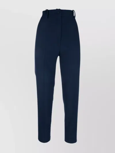 Hebe Studio High Waist Tapered Leg Trousers With Belt Loops And Back Pockets In Blue