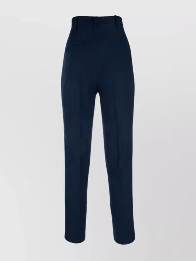 Hebe Studio High Waist Tapered Leg Trousers With Belt Loops And Back Pockets In Blue