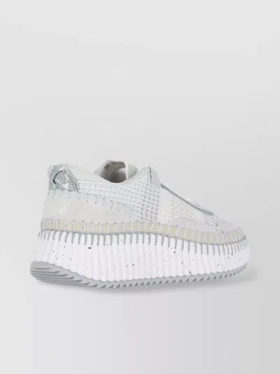 Chloé Nama Embroidered Suede And Recycled Mesh Sneakers In White