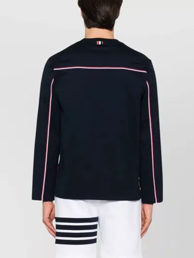 Thom Browne Grosgrain Loop Trim Oversized Long-sleeved T-shirt In Blue