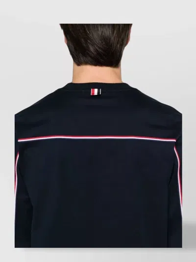 Thom Browne Grosgrain Loop Trim Oversized Long-sleeved T-shirt In Blue
