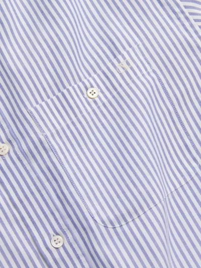 Valentino Striped Cotton Shirt Chest Pocket In Blue