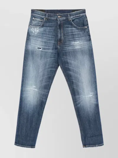 Dondup Distressed Denim Trousers Belt Loops In Blue