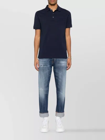 Dondup Distressed Denim Trousers Belt Loops In Blue