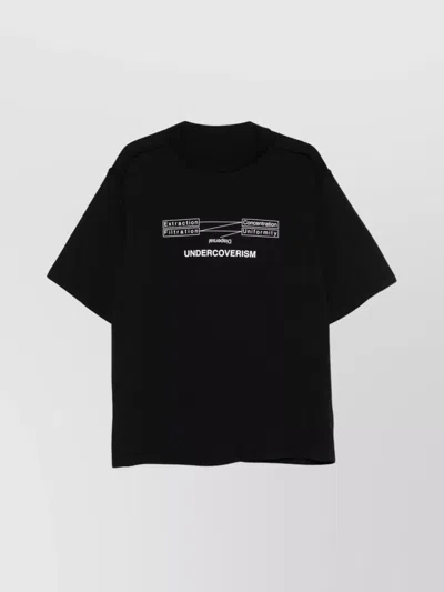 Undercover Boxy Black Short-sleeve T-shirt With Graphic Print In Black