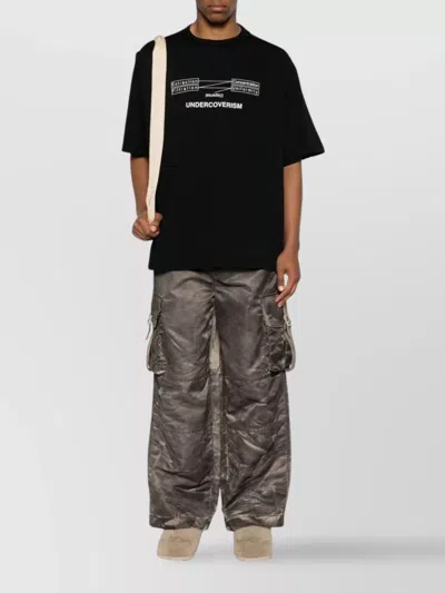 Undercover Boxy Black Short-sleeve T-shirt With Graphic Print In Black
