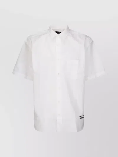 Comme Des Garçons Homme Deux Cotton Shirt With Button-down Collar And Pocket In White