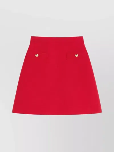 Valentino High Waist Skirt Heart-shaped Buttons In Red