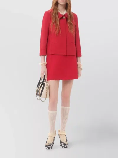 Valentino High Waist Skirt Heart-shaped Buttons In Red