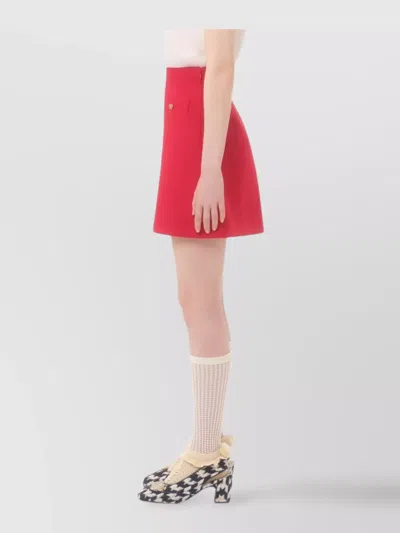 Valentino High Waist Skirt Heart-shaped Buttons In Red