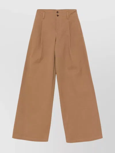 Chloé Cotton Canvas Wide Pants In Brown