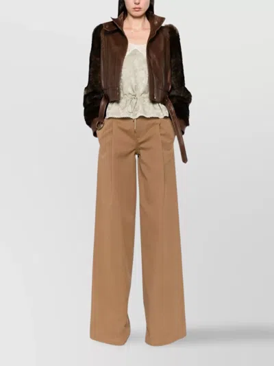 Chloé Cotton Canvas Wide Pants In Brown