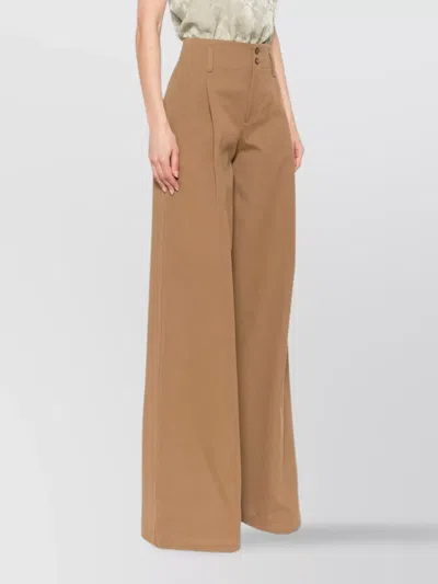 Chloé Cotton Canvas Wide Pants In Brown