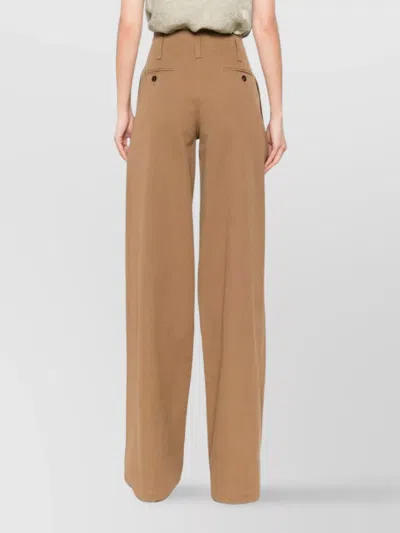 Chloé Cotton Canvas Wide Pants In Brown