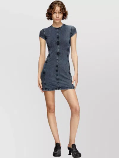 Diesel Mini Dress In Denim-look Jersey In Blue