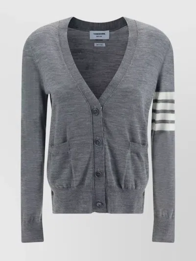 Thom Browne Classic Milano 4 -bar Cotton Cardigan In Gray