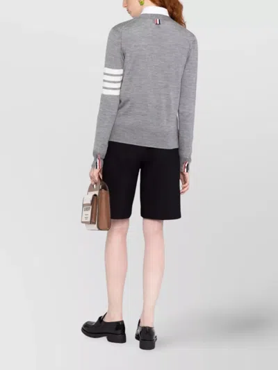 Thom Browne Classic Milano 4 -bar Cotton Cardigan In Gray