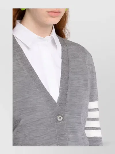 Thom Browne Classic Milano 4 -bar Cotton Cardigan In Gray