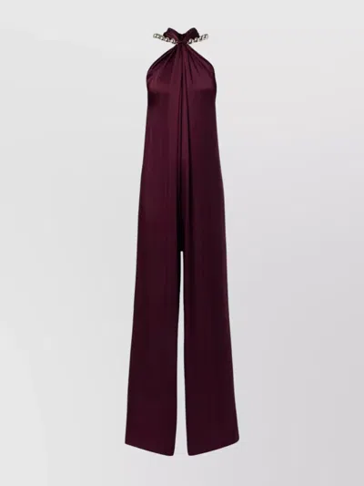 Stella Mccartney Sphere Embellished Jumpsuit Halterneck Wide Leg In Brown