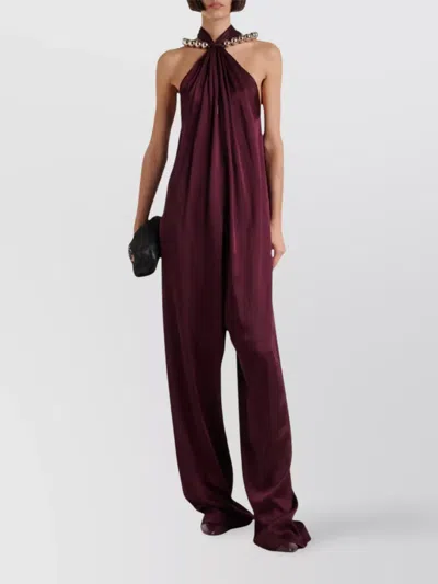 Stella Mccartney Sphere Embellished Jumpsuit Halterneck Wide Leg In Brown