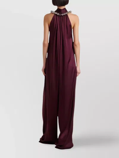 Stella Mccartney Sphere Embellished Jumpsuit Halterneck Wide Leg In Brown