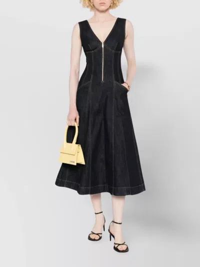 Self-portrait Self Portrait Denim Midi Dress In Black