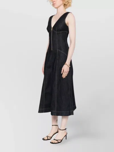 Self-portrait Self Portrait Denim Midi Dress In Black