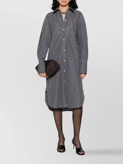 Totême Toteme Women Striped Kimono-sleeve Shirtdress In Gray