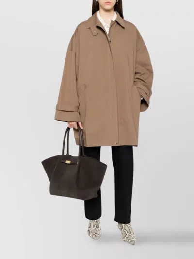 Totême Oversize Organic Cotton Trench Coat In Brown